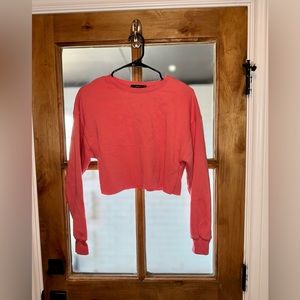 Small coral long sleeve sweatshirt crop top